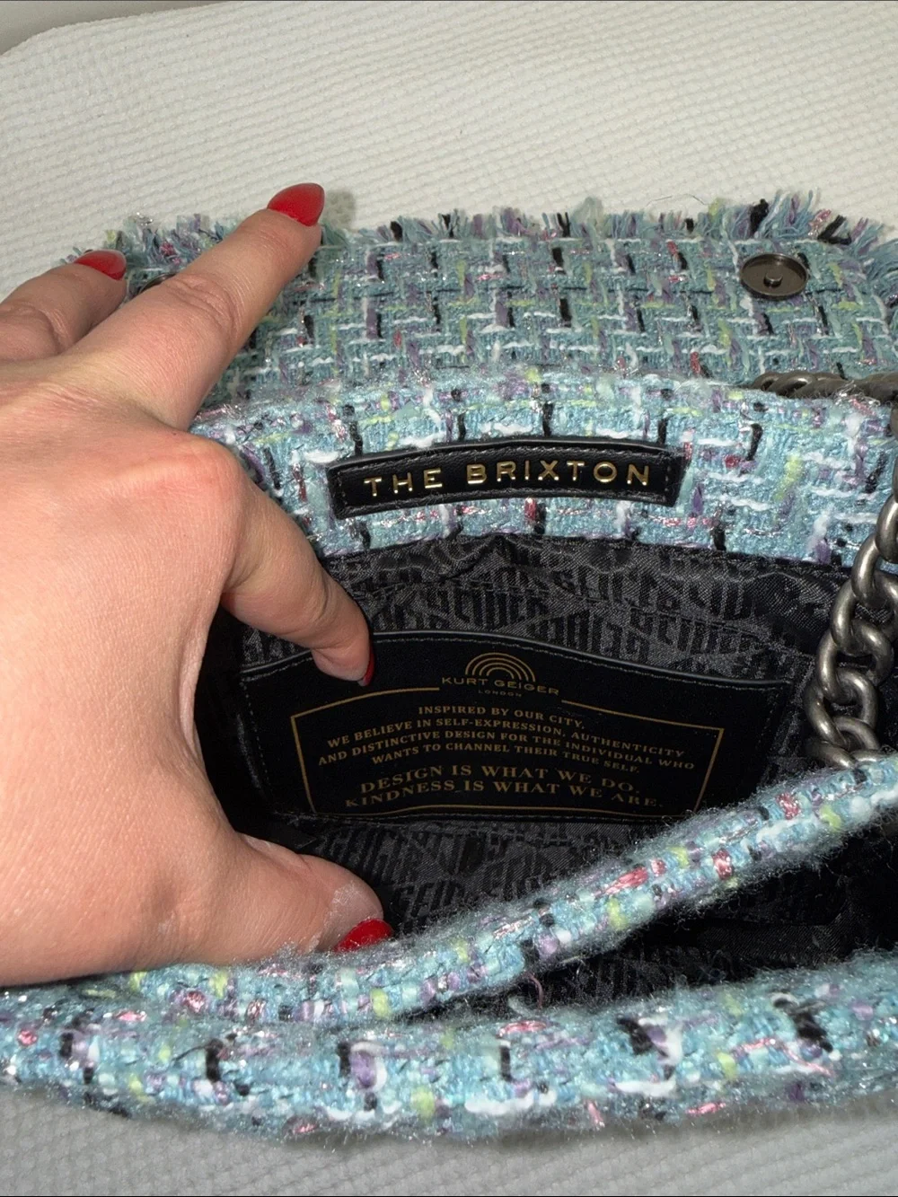 Kurt Geiger London Brixton Tweed Lock Shoulder Bag